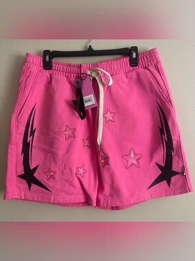 Watson Pink Star & Lightning Drawstring Shorts ***TINY STAINS ON FRONT***